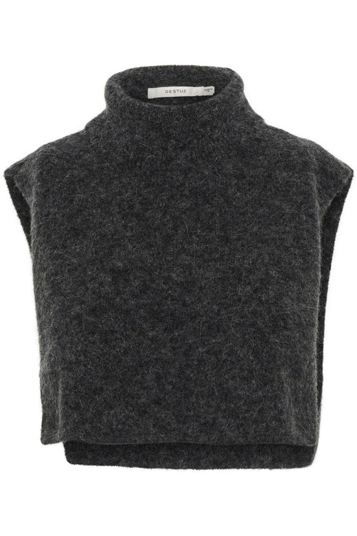 Gestuz - Gzalpha Open-Side Rollneck 10910452 - 106286 - Charcoal Melange Toppe 