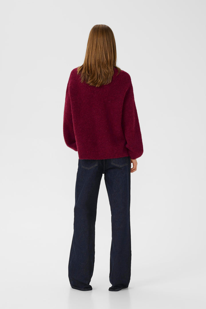 Gestuz - Gzalpha Slit Pullover 10910590 - 107340 - Blood Red Mélange Strikbluser 