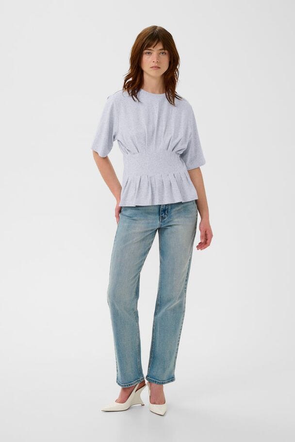 Gestuz - Gzinez Tee 10910147 - 108958 - Ultra Light Grey Mélange Bluser 