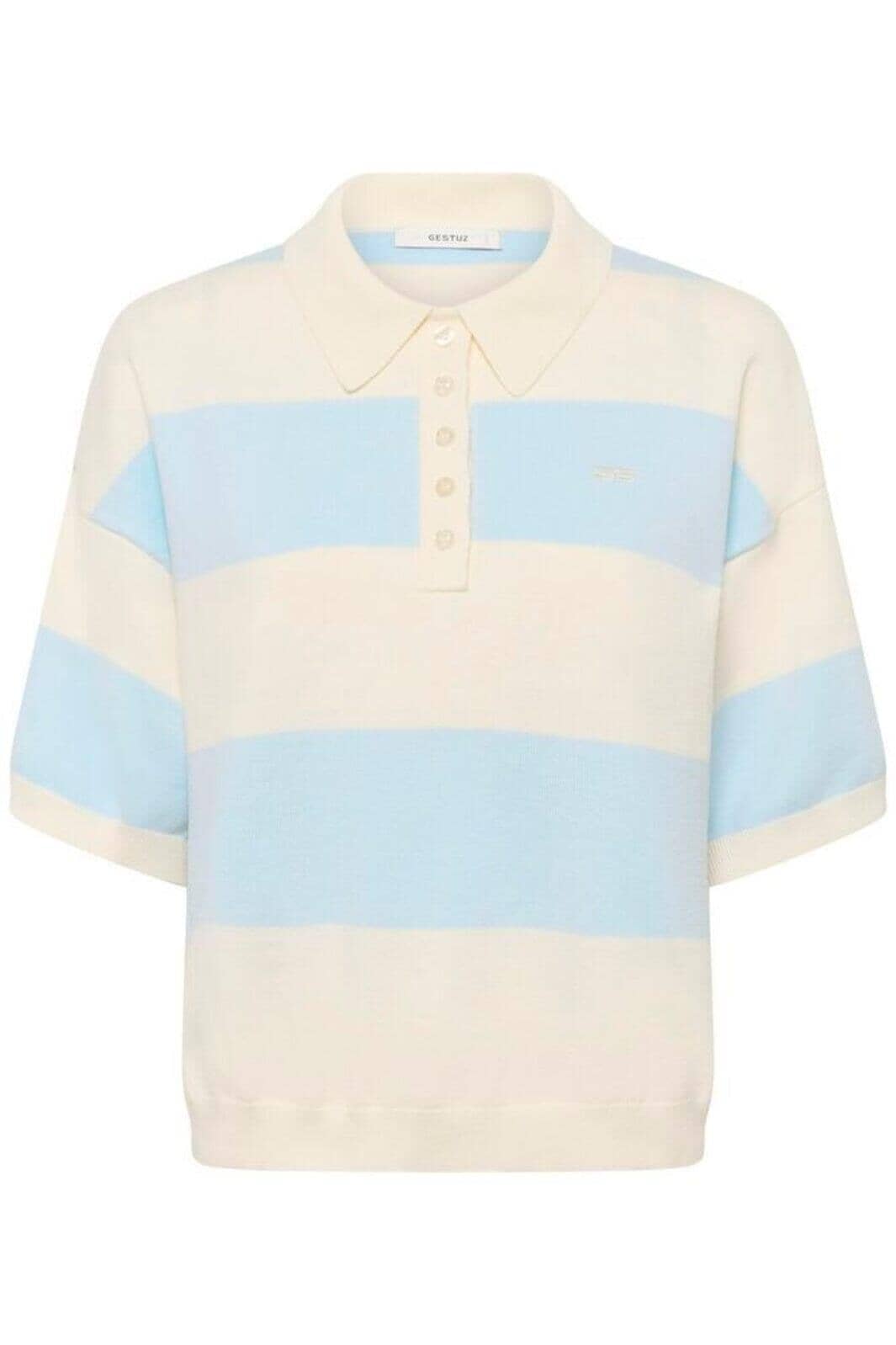 Gestuz - Gzmaia Ss Polo Pullover 10911141 - 109362 - Blue Finch Striped Strikbluser 