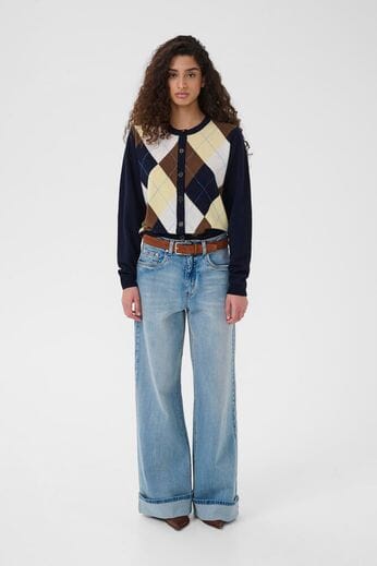 Gestuz - Gzmanzi Multi Cardigan 10910840 - 108825 - Skycaptain/Brown/Yellow Plum Cardigans 