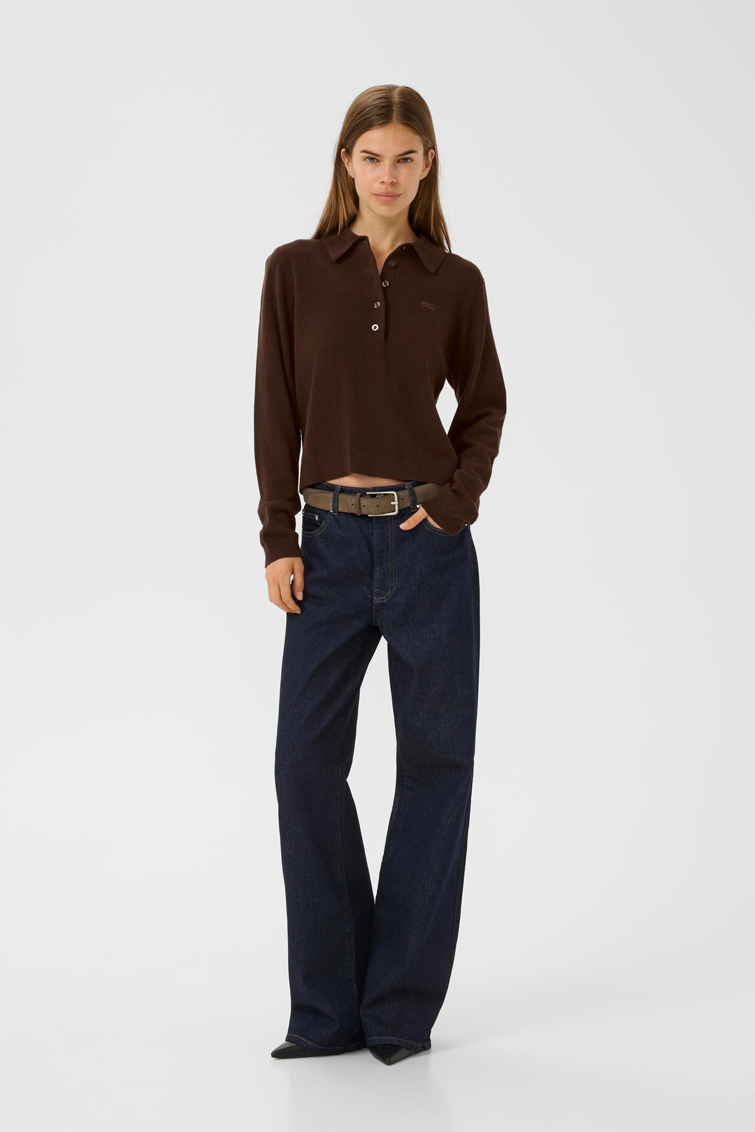 Gestuz - Gzmanzi Polo Pullover 10910534 - 108275 - Deep Burnt Brown Strikbluser 