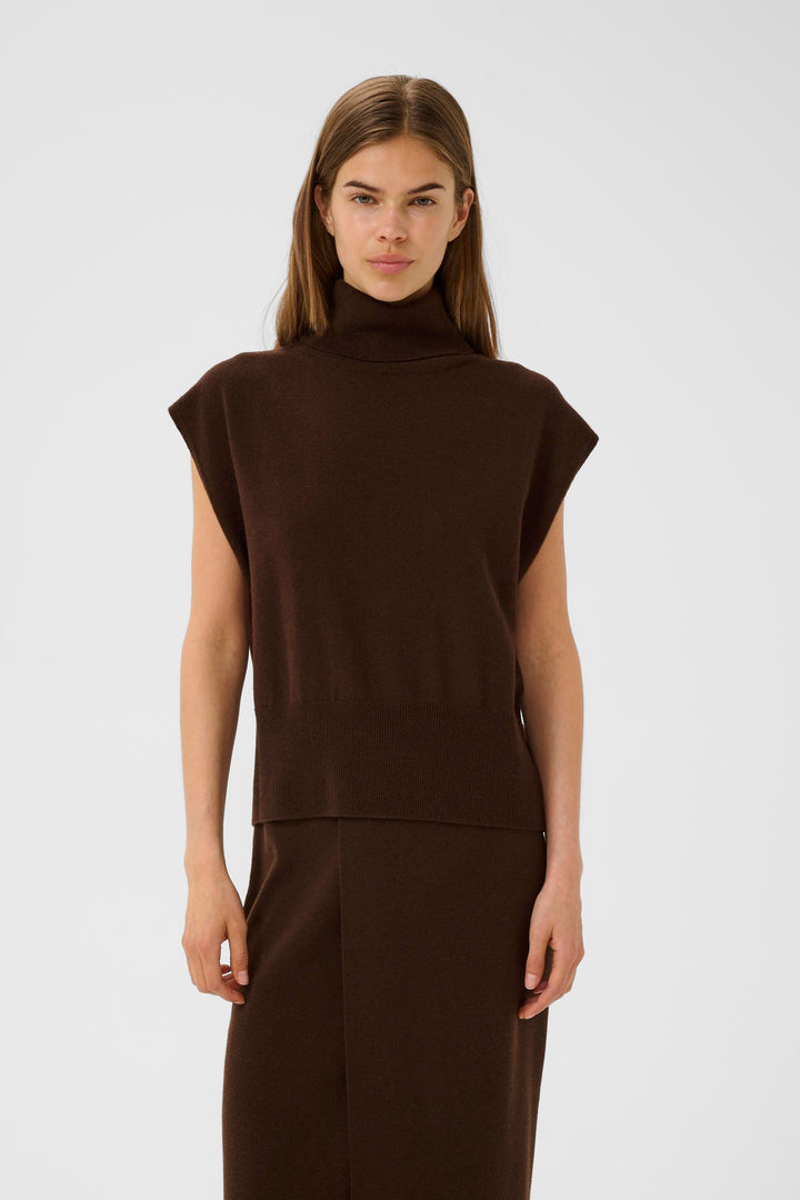 Gestuz - Gzmanzi Waistcoat 10910532 - 108275 - Deep Burnt Brown Frakker 