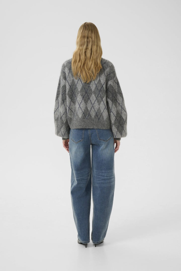 Gestuz - Gzsasi Cardigan 10910660 - 108584 - Check Dark Grey/Grey/Blue Comb Cardigans 