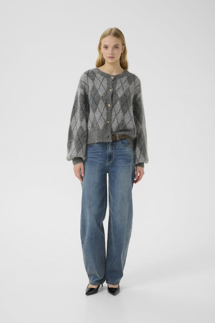 Gestuz - Gzsasi Cardigan 10910660 - 108584 - Check Dark Grey/Grey/Blue Comb Cardigans 