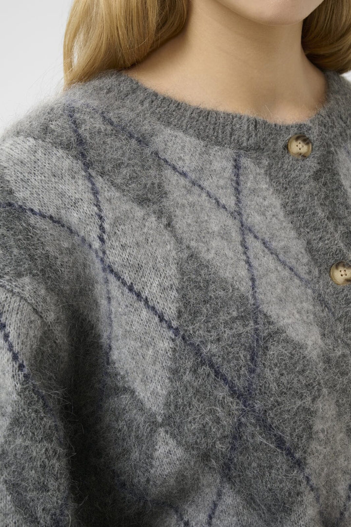 Gestuz - Gzsasi Cardigan 10910660 - 108584 - Check Dark Grey/Grey/Blue Comb Cardigans 