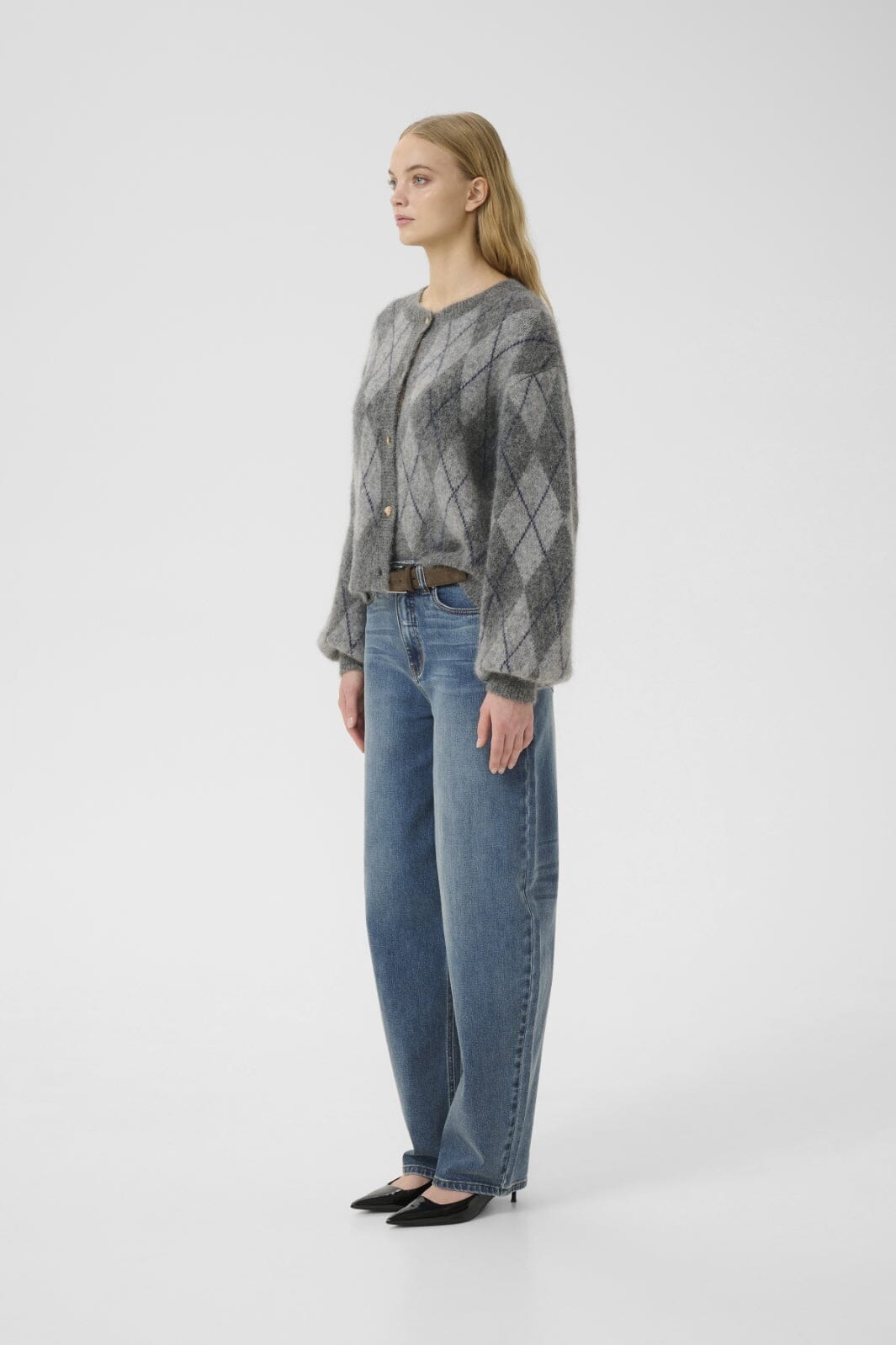 Gestuz - Gzsasi Cardigan 10910660 - 108584 - Check Dark Grey/Grey/Blue Comb Cardigans 