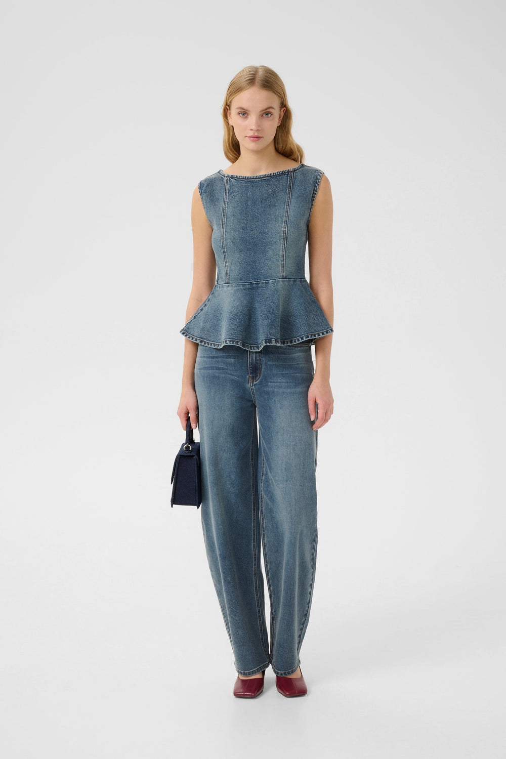 Gestuz - Gzviva Sl Top 10910572 - 108303 - Vintage Blue Denim Toppe 