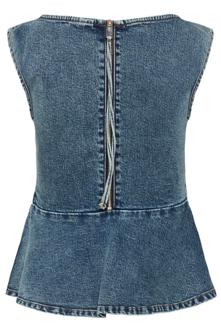 Gestuz - Gzviva Sl Top 10910572 - 108303 - Vintage Blue Denim Toppe 