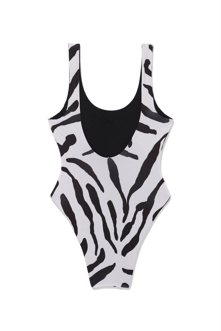 Gestuz - Gzzaiba Swimsuit 10911195 - 109379 - Graphic Black White Animal Badedragter 