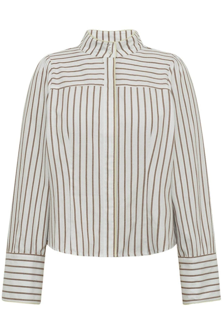 Gossia - Nicogo Shirt G2851 - Off-White/Brown Stripes Skjorter 
