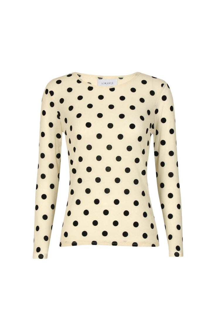 Liberte - Mesh Ls Tshirt, Flock 22081 - Ivory Big Dot