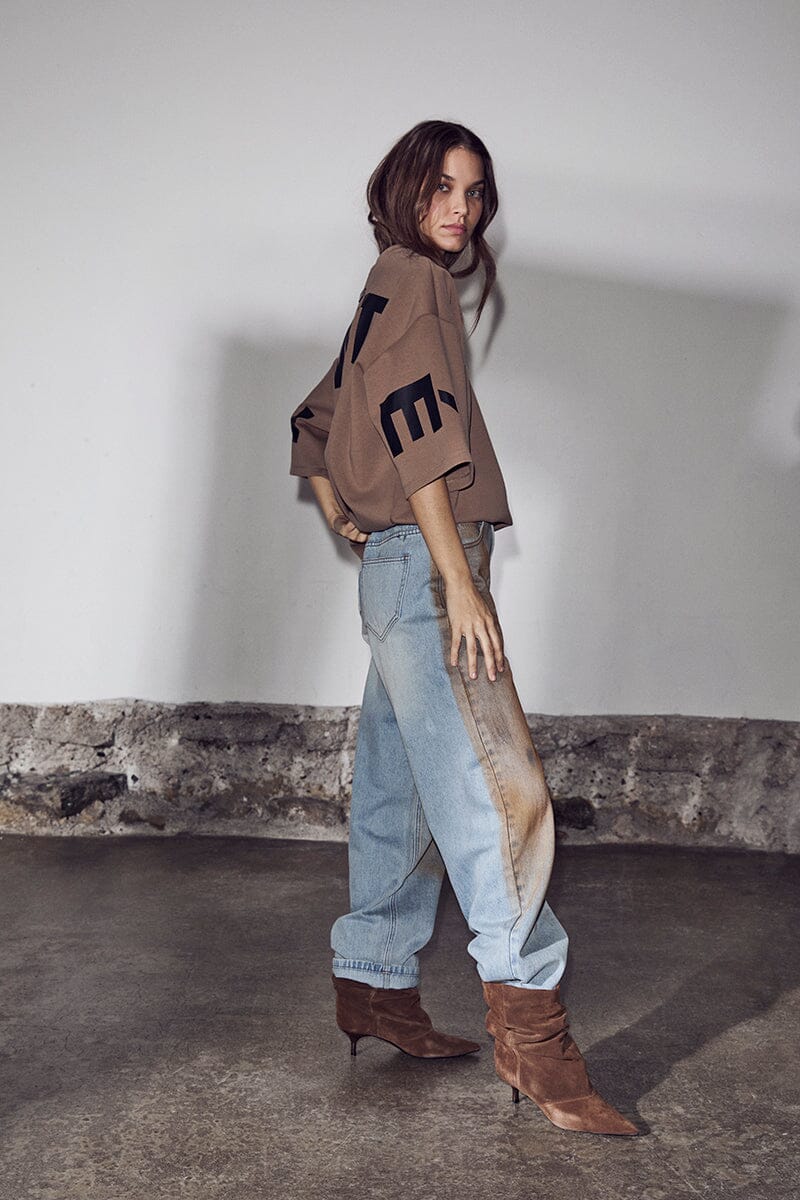 Haute L'Amitié - Barrel Vintage Wash Flip Jeans HL10717 - Bleach Dirt Denim Jeans 