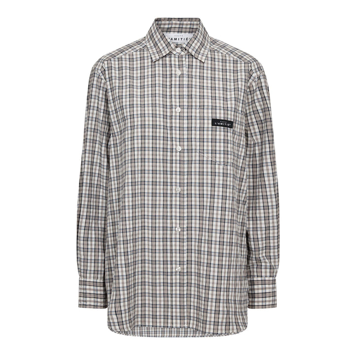 Haute L'Amitié - Button Down Mini Check Shirt HL10719 - Off-White/ Beige Skjorter 