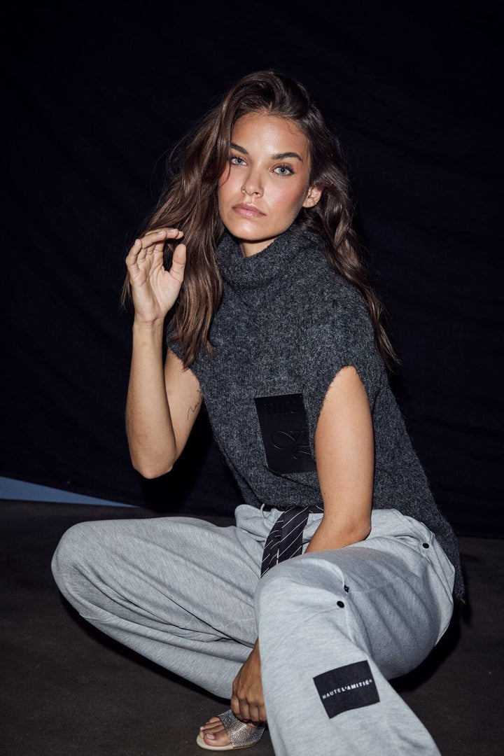 Haute L'Amitié - Darcia Pocket Knit Vest Hl10978 - Antracit Melange Strikbluser 