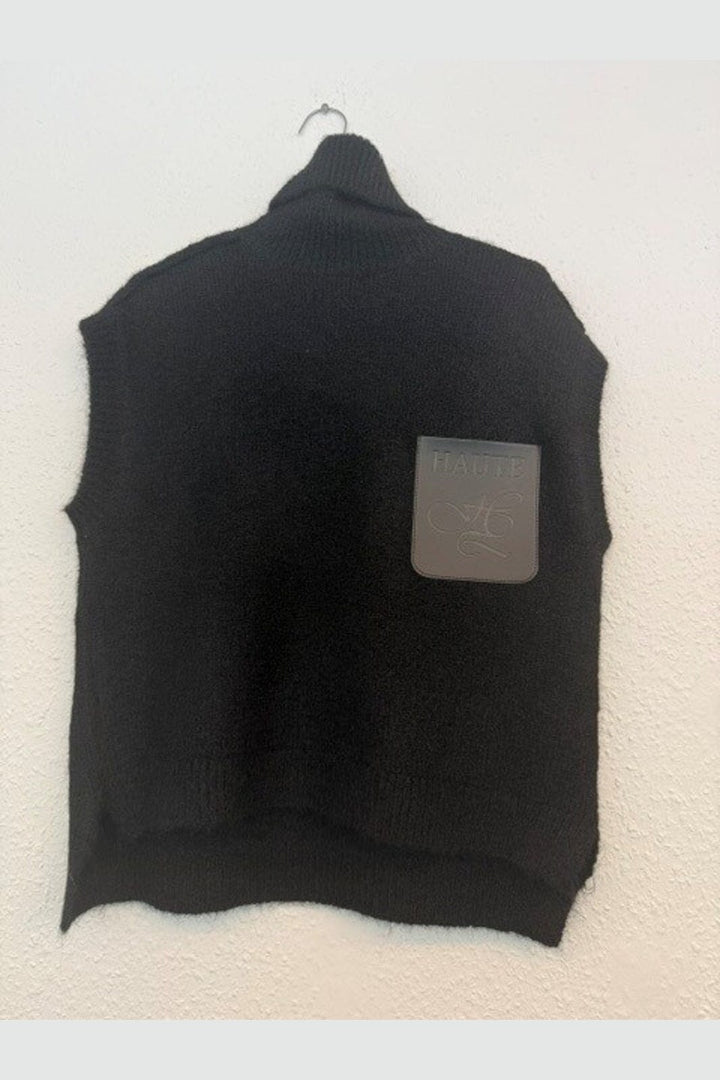 Haute L'Amitié - Darcia Pocket Knit Vest HL10978 - Black