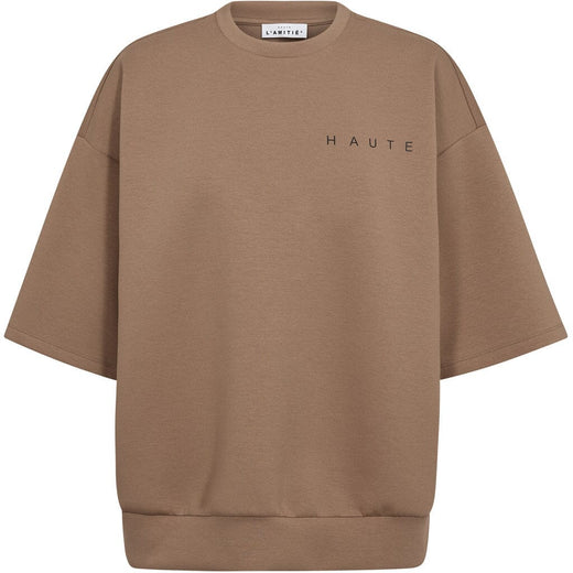 Haute L'Amitié - Maxi Split Ss Logo Sweat HL10461 - Walnut Sweatshirts 