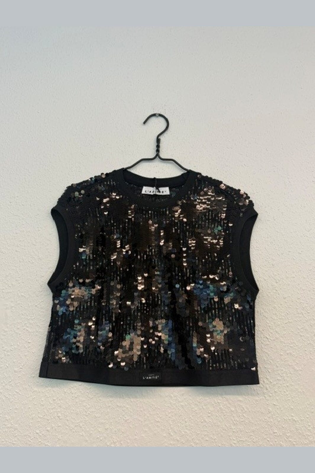 Haute L'Amitié - Mirror Sequin Crop Top HL10957 - Black