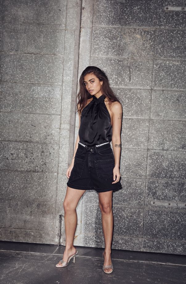 Haute L'Amitié - Naomi Asym Halter Top HL10588 - Black Toppe 