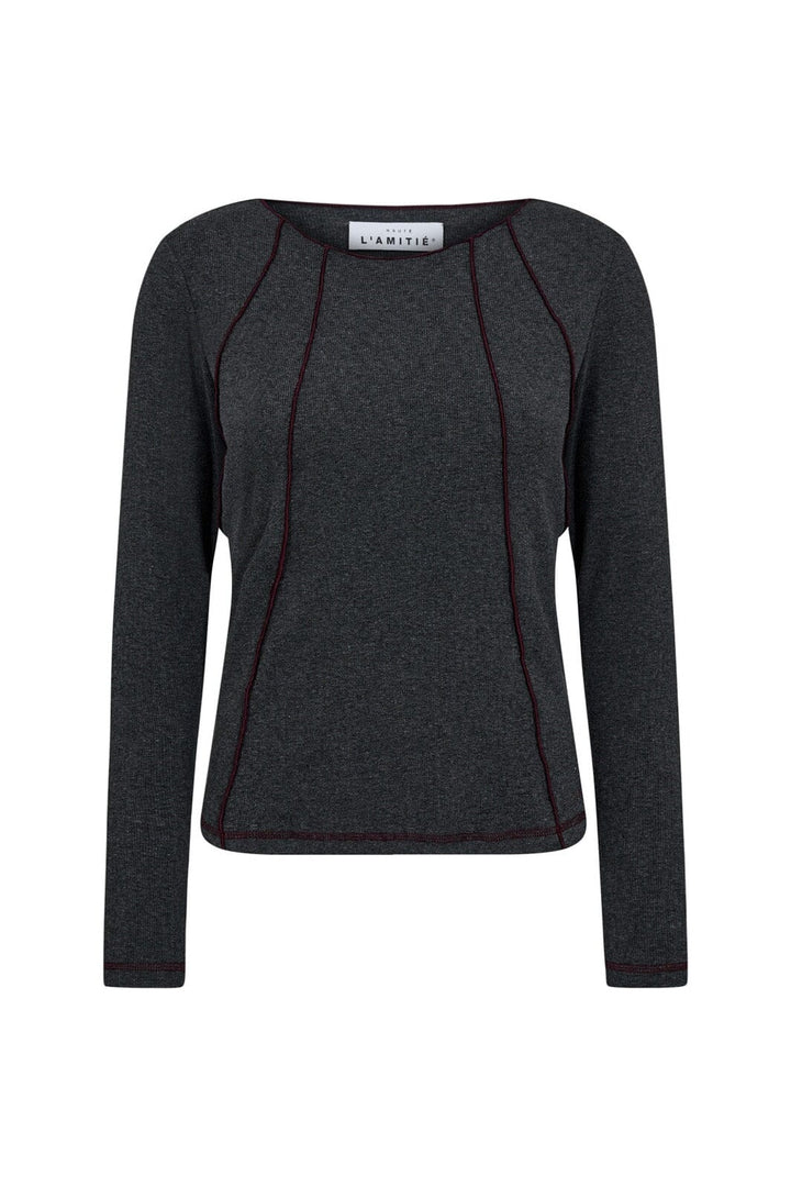 Haute L'Amitié - Reverse Seam Rib Blouse HL10012 - Antracit Melange