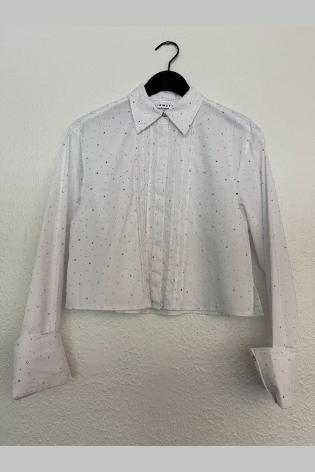 Haute L'Amitié - Rhinestone Crop Shirt HL10404 - White