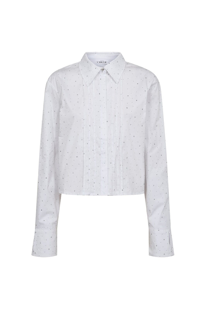 Haute L'Amitié - Rhinestone Crop Shirt HL10404 - White