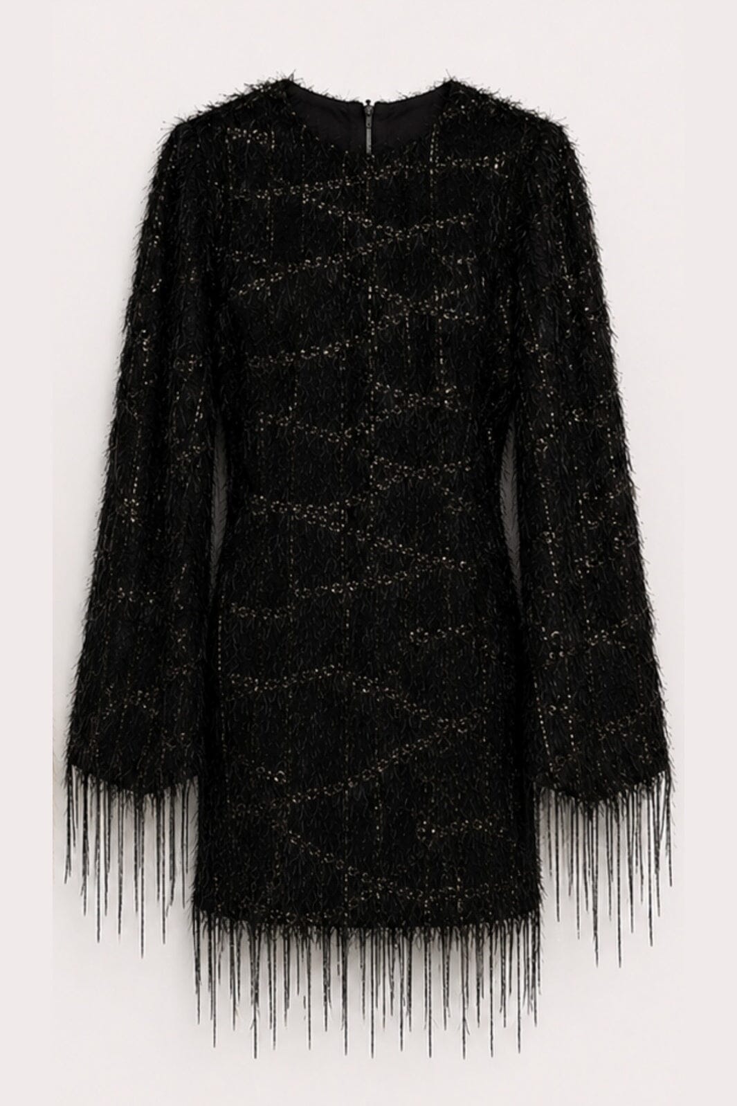 Haute L'Amitié - Sequin Fringe Midi Dress HL10998 - Black