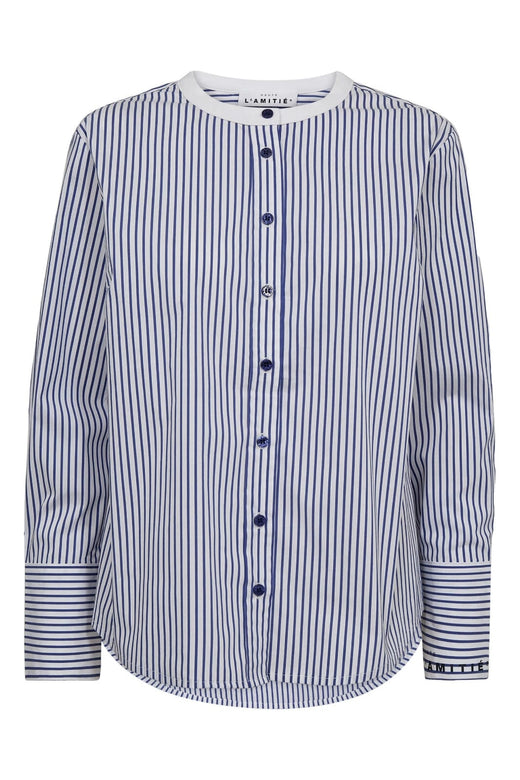 Haute L'Amitié - Stripe Cuff Logo Shirt HL10301 - White Blue Stripe