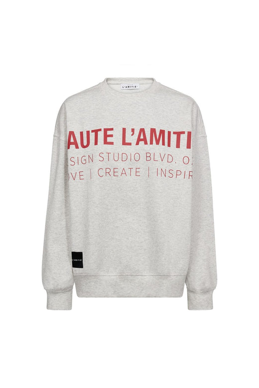 Haute L'Amitié - Studio Logo Sweat HL10446 - Pearl Melange /Red