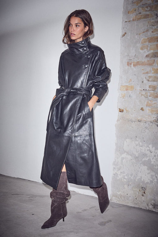 Haute L'Amitié - Sue Leather Trench HL10856 - Black Frakker 