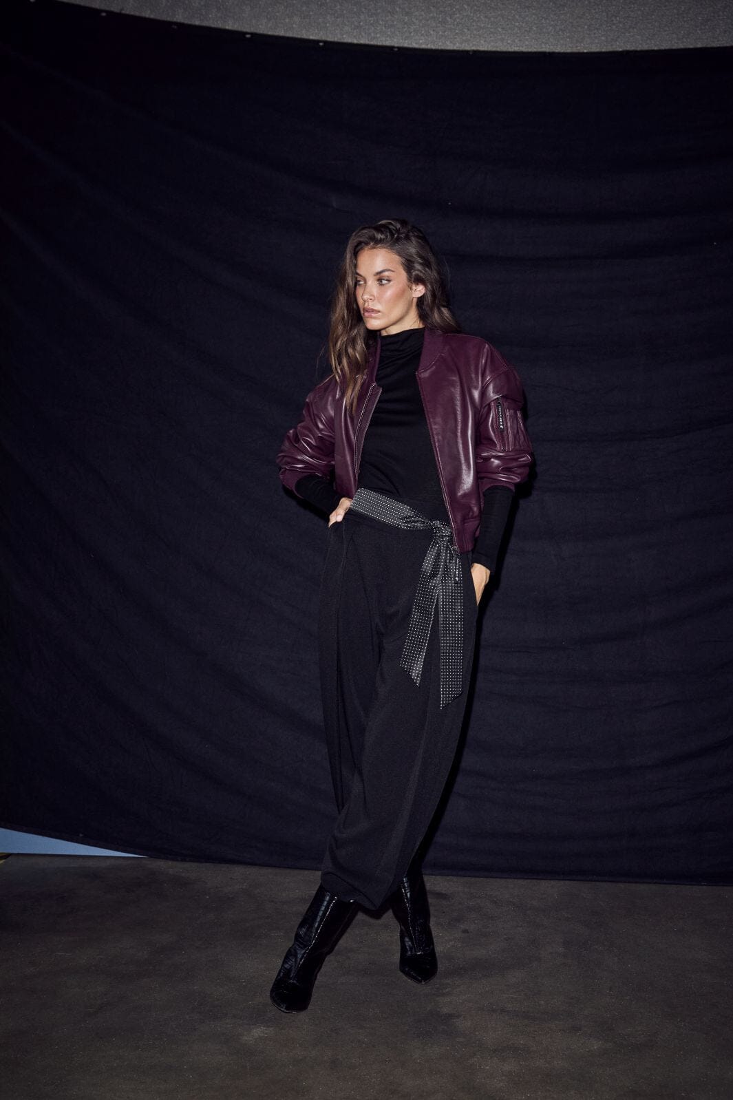 Haute L'Amitié - Yasmin Leather Bomber Jacket Hl10996 - Wine Jakker 