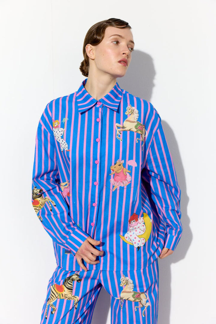 Hunkøn - Cosmia Shirt 26530 - Blue Showstopper Art Print Skjorter 