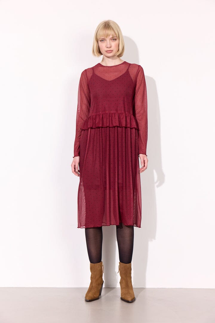 Hunkøn - Tova Mesh Dress 25936 - Zinfandel Kjoler 