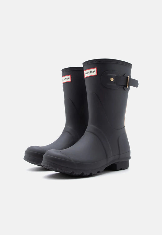 Hunter - Womens Original Short Leopard Backstrap Hfrw0005261blk - Black Gummistøvler 