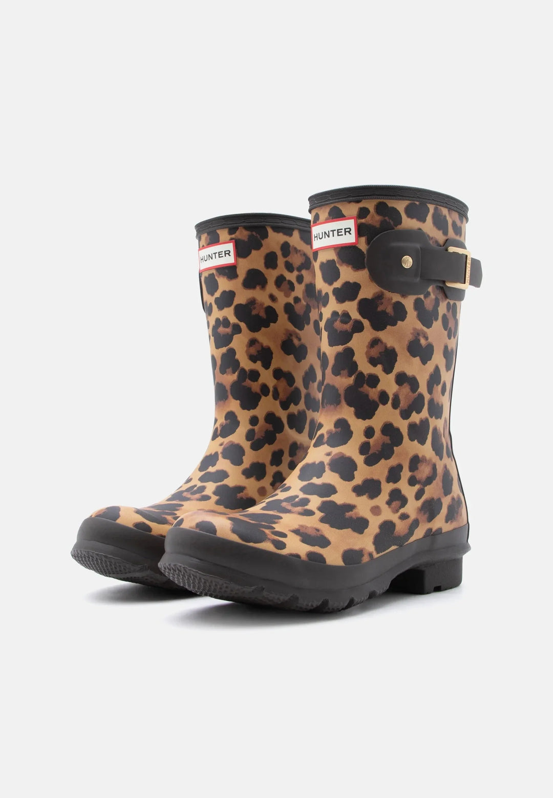 Hunter - Womens Original Short Leopard Boot Hfrw0010261lo - Leopard Print/chocolate Brown Gummistøvler 