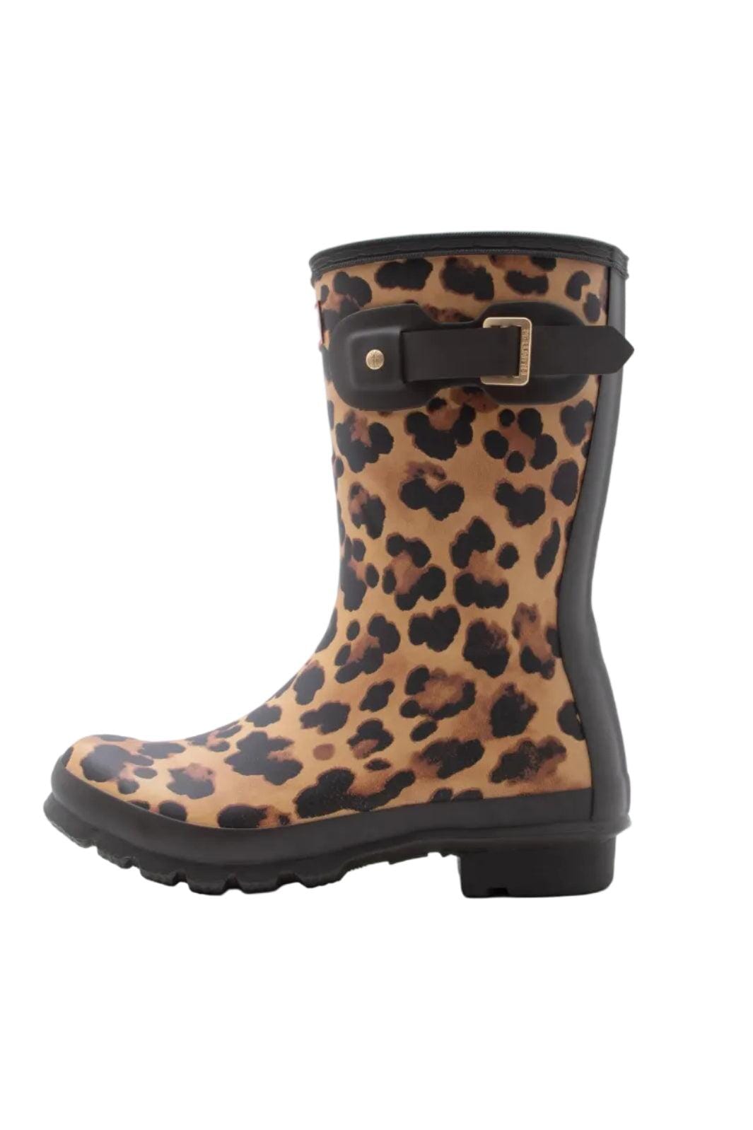 Hunter - Womens Original Short Leopard Boot Hfrw0010261lo - Leopard Print/chocolate Brown Gummistøvler 