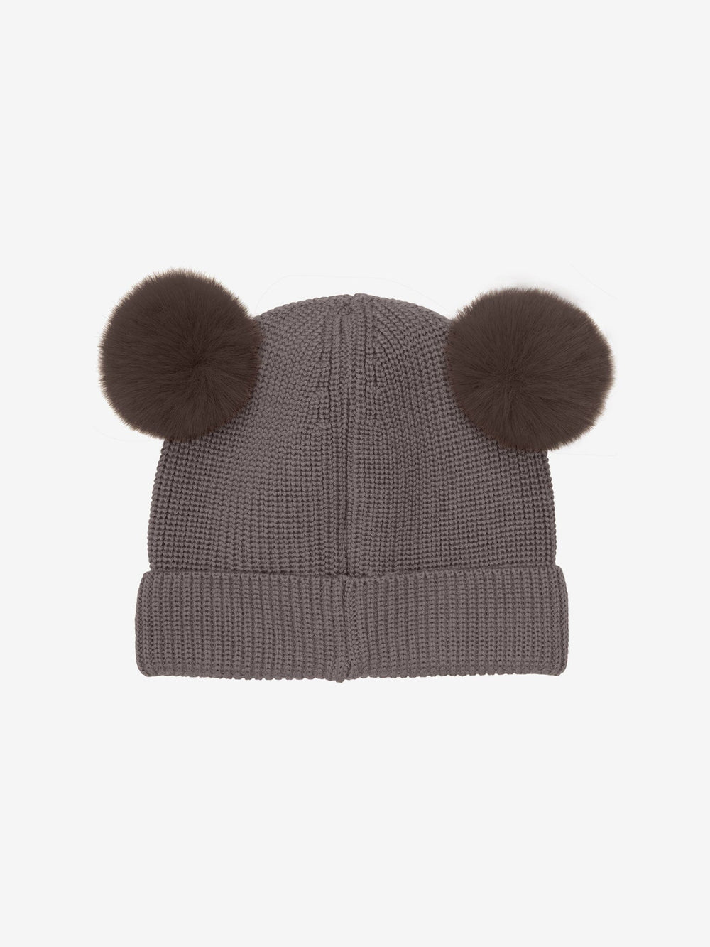 Huttelihut - Beanie Wool Knit Pompoms 460389 - 2152 Brown Melange Huer 