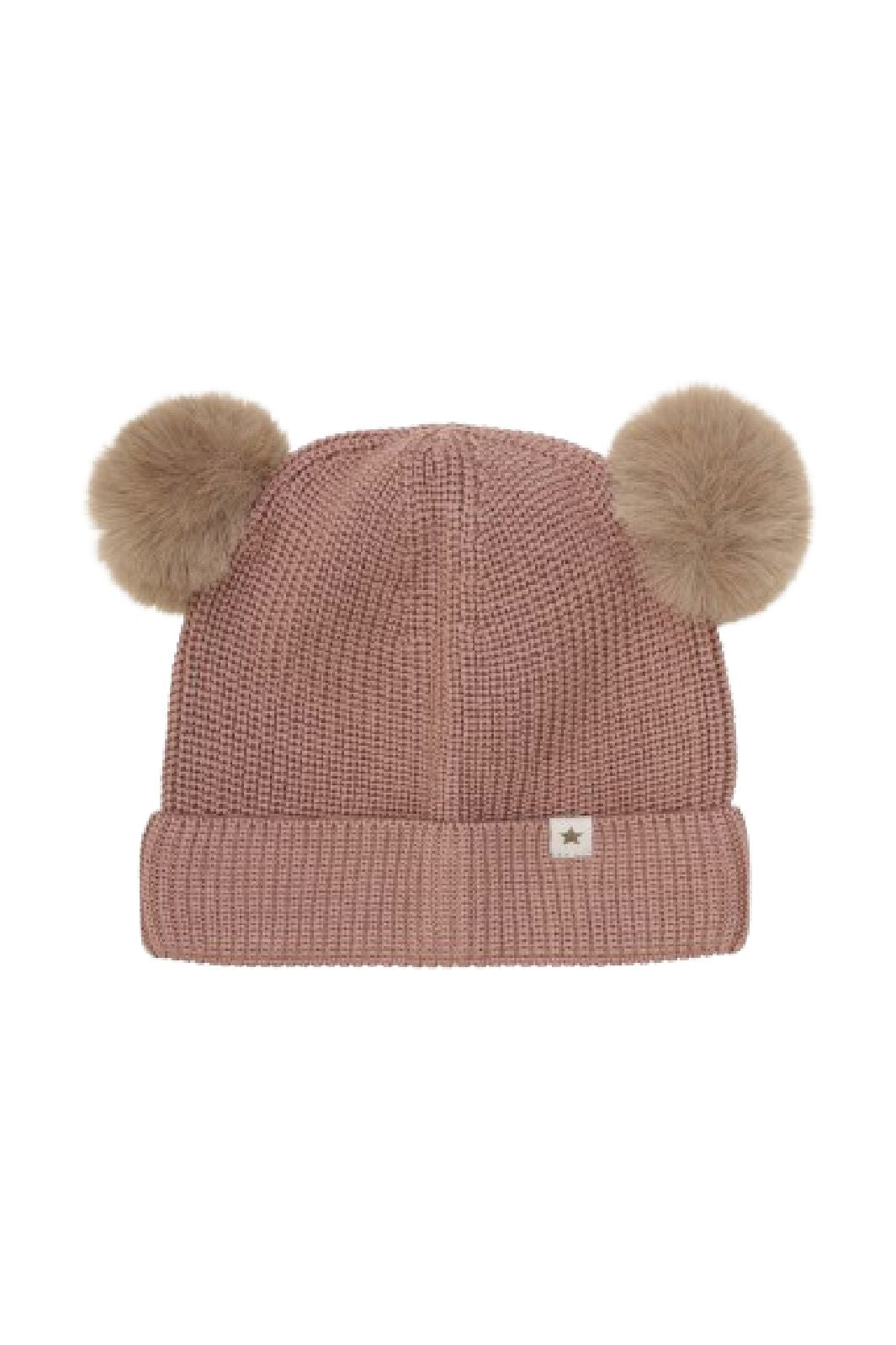 Huttelihut - Beanie Wool Knit Pompoms 460389 - 4330 Burlwood Huer 