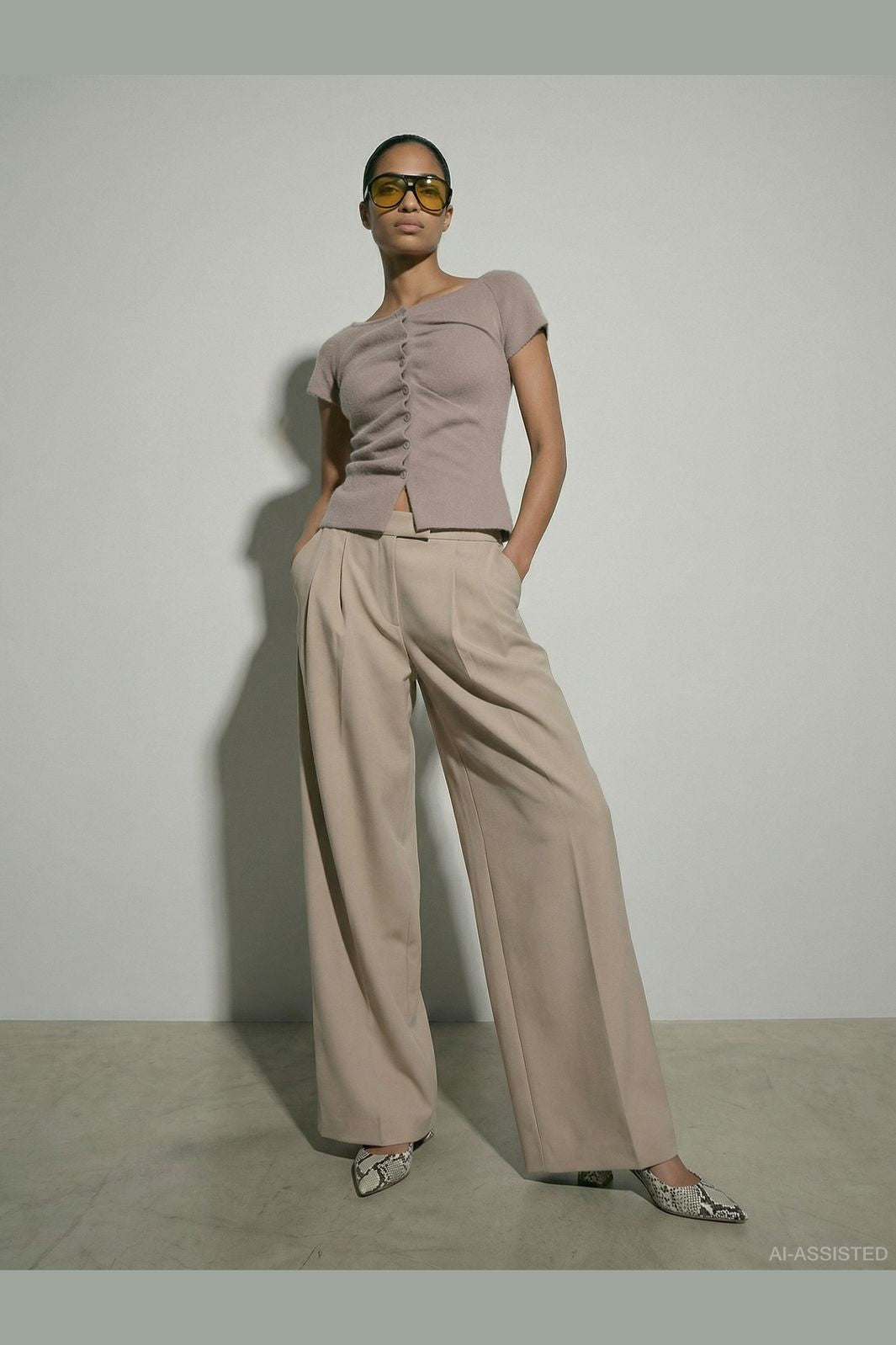 Hypedrop - Hdkira Ss Gathered Cardigan Knit 32000834 - 5191859 - Moon Rock