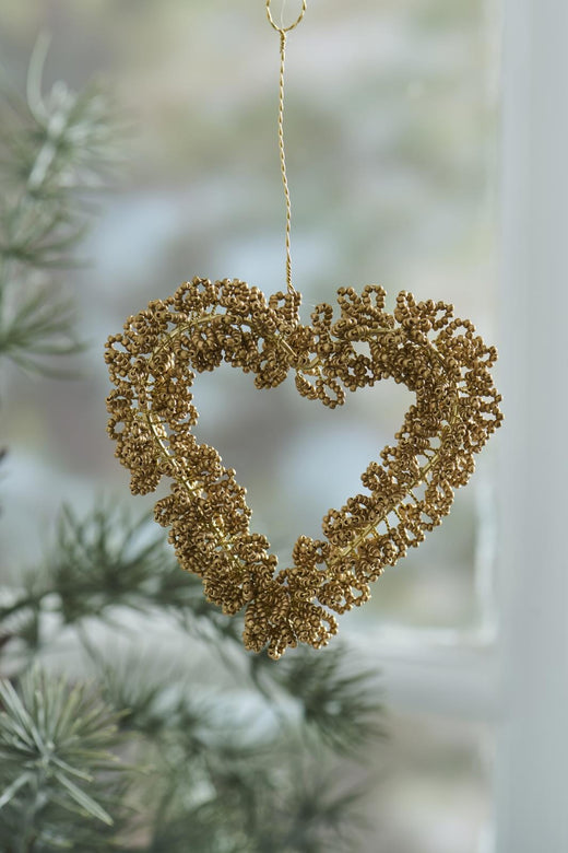 Ib Laursen - Hjerte T/ophæng Fairytale Christmas M/brune Perler - 40012-14