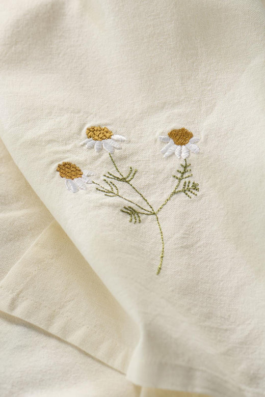 Ib Laursen - Viskestykke Flora m/marguerit butter cream - Bomuld, Polyester - 63041-82