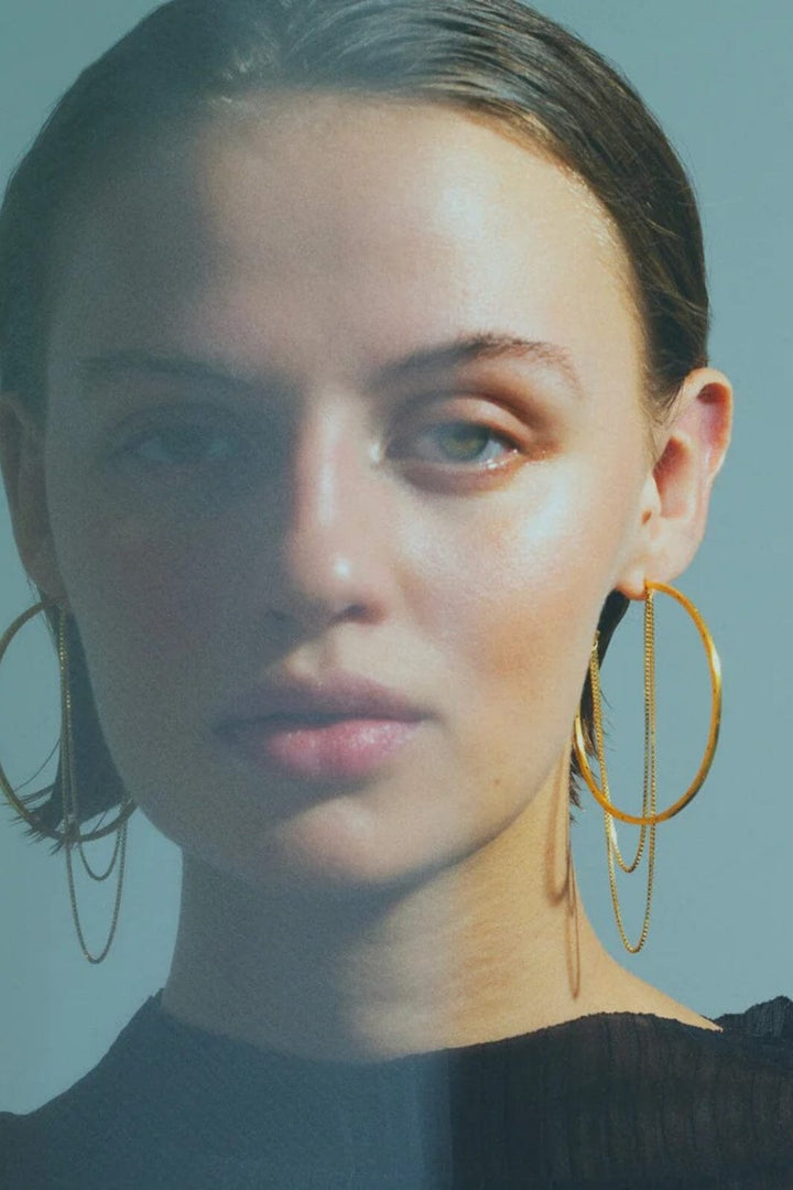 Jane Kønig - Big Orbis Chain Hoop BOCH-SS25-G - Forgyldt