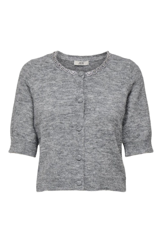 JDY - Jdyalva Life 2/4 Embel Cardigan Knt - 4743463 Medium Grey Melange Silver Embellishment