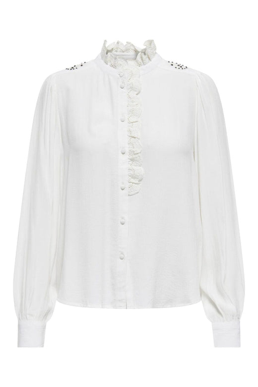 JDY - Jdyamy L/S Frill Shirt - 4746806 Cloud Dancer