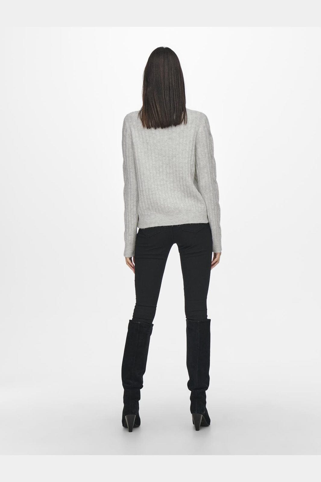 JDY - Jdyandrea L/S Zip Cable Pullove Knt - 3764168 Super Light Grey Melange