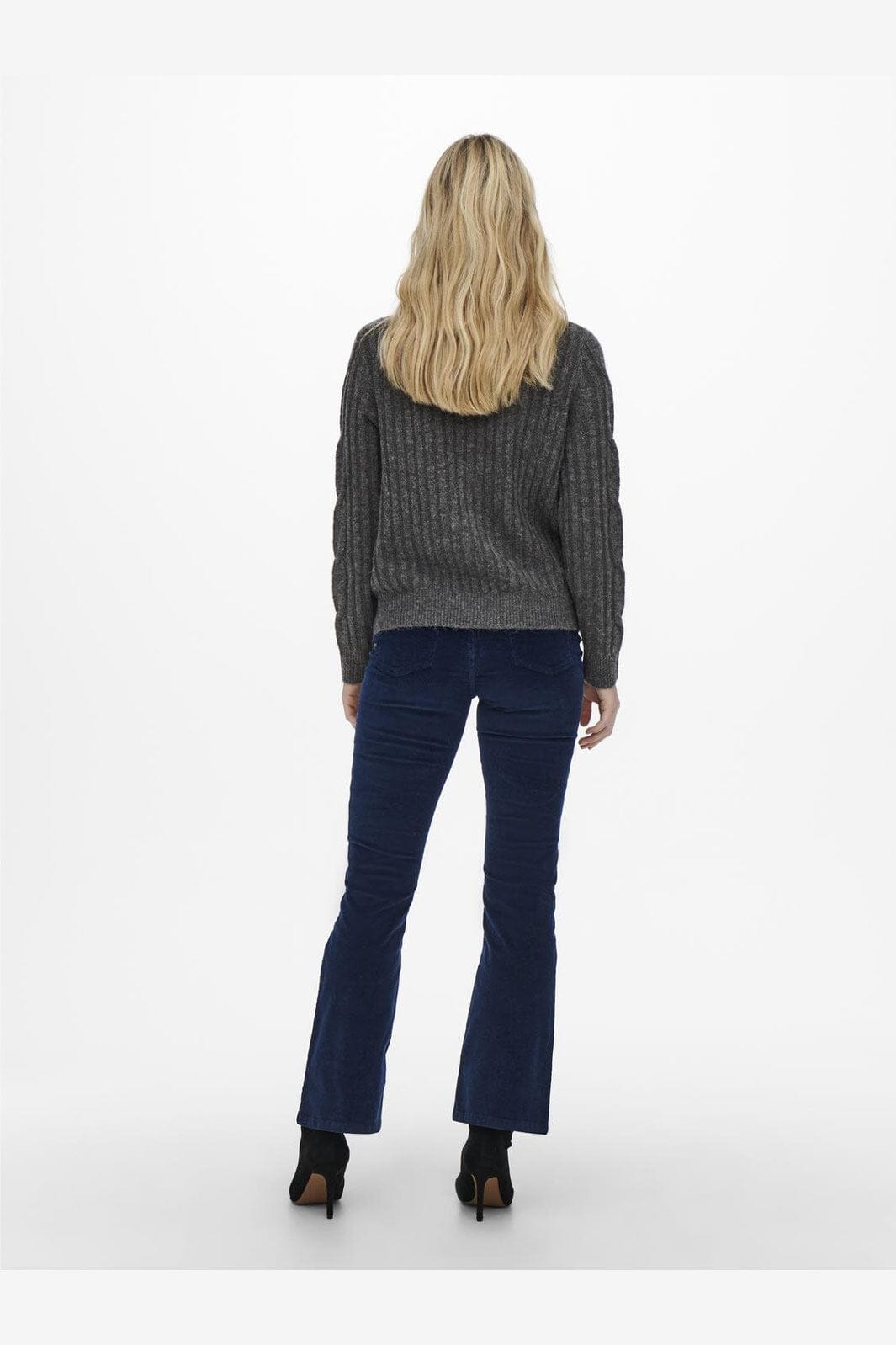JDY - Jdyandrea L/S Zip Cable Pullove Knt - 3808118 Dark Grey Melange