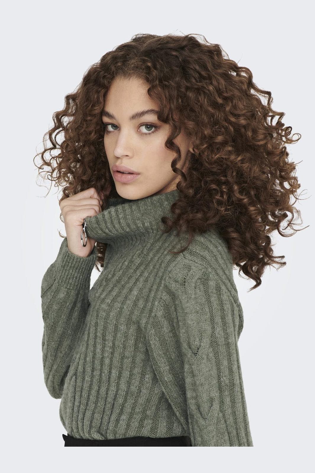 JDY - Jdyandrea L/S Zip Cable Pullove Knt - 4086987 Kalamata Melange