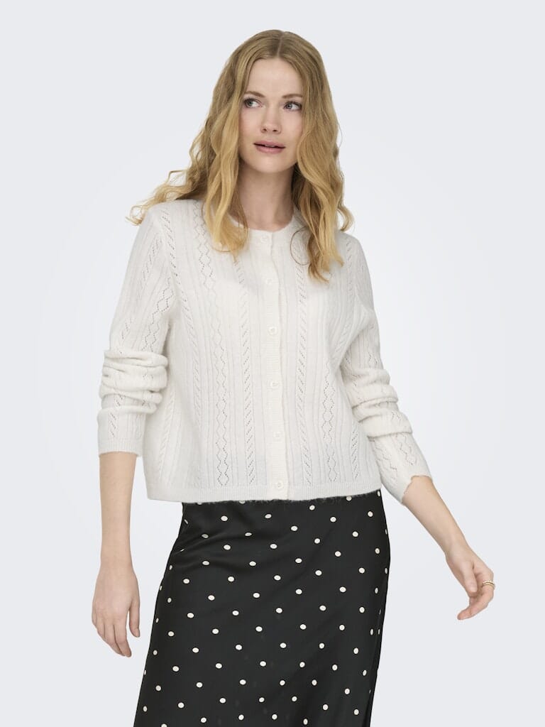 JDY - Jdyapril Life L/S O-Neck Cardigan Knt - 4989001 Bright White Melange Cardigans 