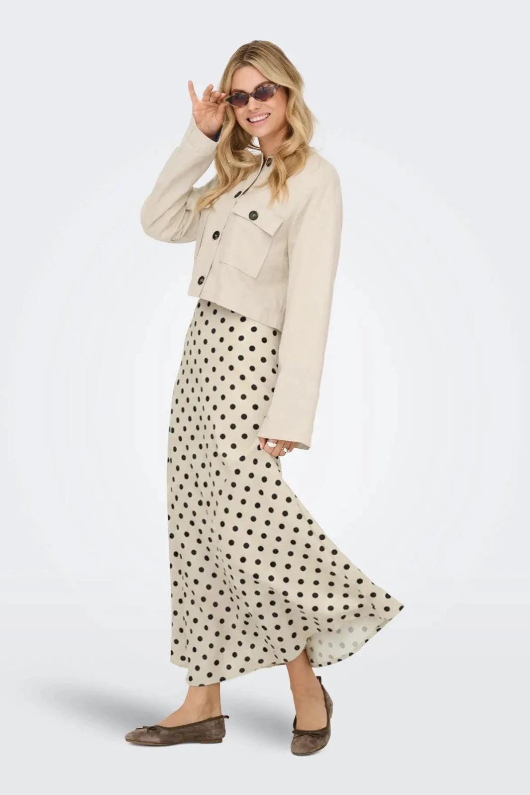 JDY - Jdyaya Maxi Skirt Dia - 5056549 Whitecap Gray Chocolate Torte Dot Nederdele 
