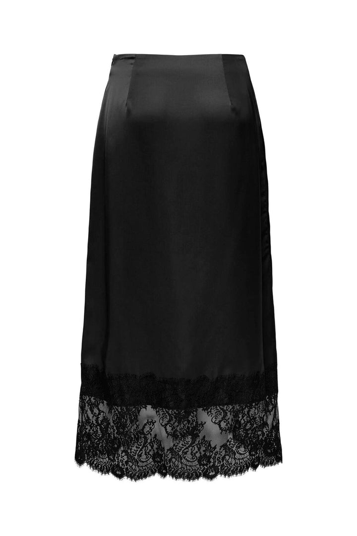 JDY - Jdybita Satin Lace Midi Skirt - 5138708 Black Black Lace